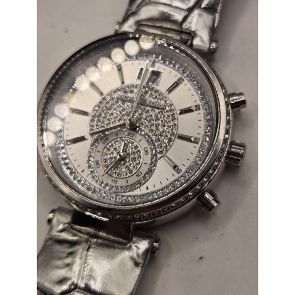 MICHAEL KORS LADIES Sawyer Chronograph Watch MK2443. RUNS - DEFECT PLEASE READ - Picture 5 of 14